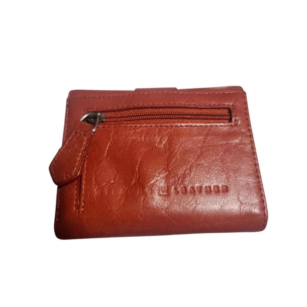 Vtg. Wilsons Leather Trifold Wallet‎ Cognac Brown Pebbled Leather Y2K  NWOT